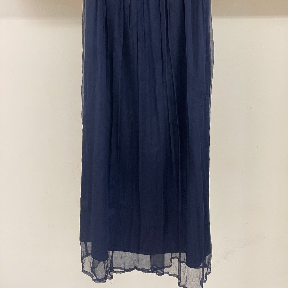Line Dot Line Dot navy pleated full length skirt size S